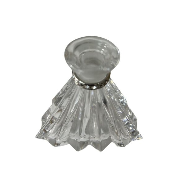 Vintage Czech Republic Crystal Perfume Bottle With Faux Pearl Stopper, 4.5 in. - Picture 3 of 3